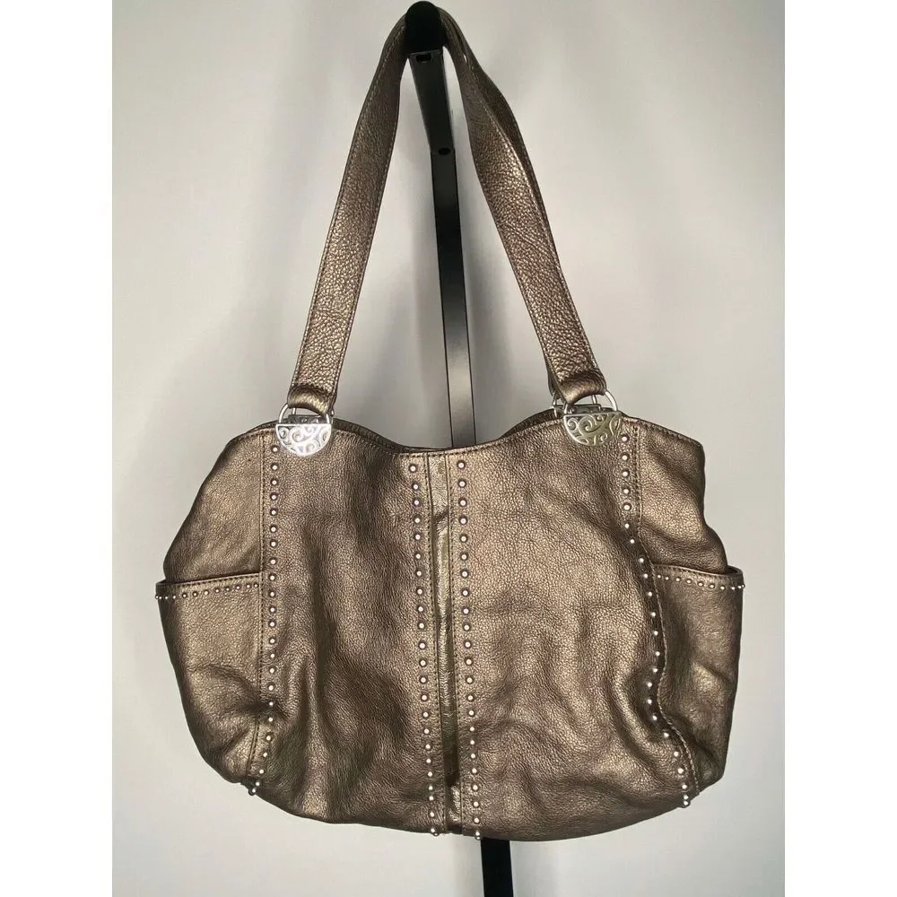 Brighton Andie bronze leather Pretty Tough collection studded shoulder bag